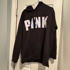 PINK Victoria's Secret Black Logo Pullover Hoodie